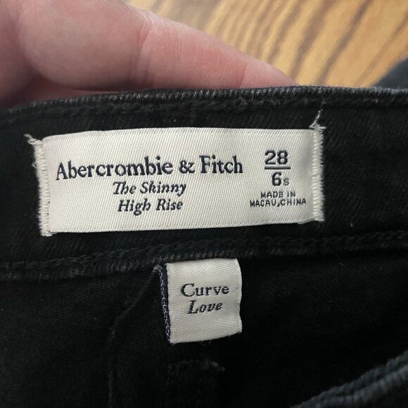 Abercrombie & Fitch Women 28/6S Black Denim Curve Love High Rise The Skinny Jean - Picture 8 of 10